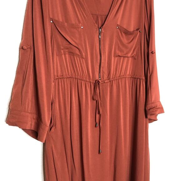 Torrid rust orange zip front drawstring waist dress size 2 or 2X - Picture 5 of 15